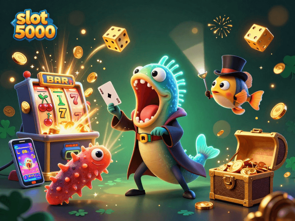 Slot 5000 players experience the thrill of winning in an exciting 3D casino scene