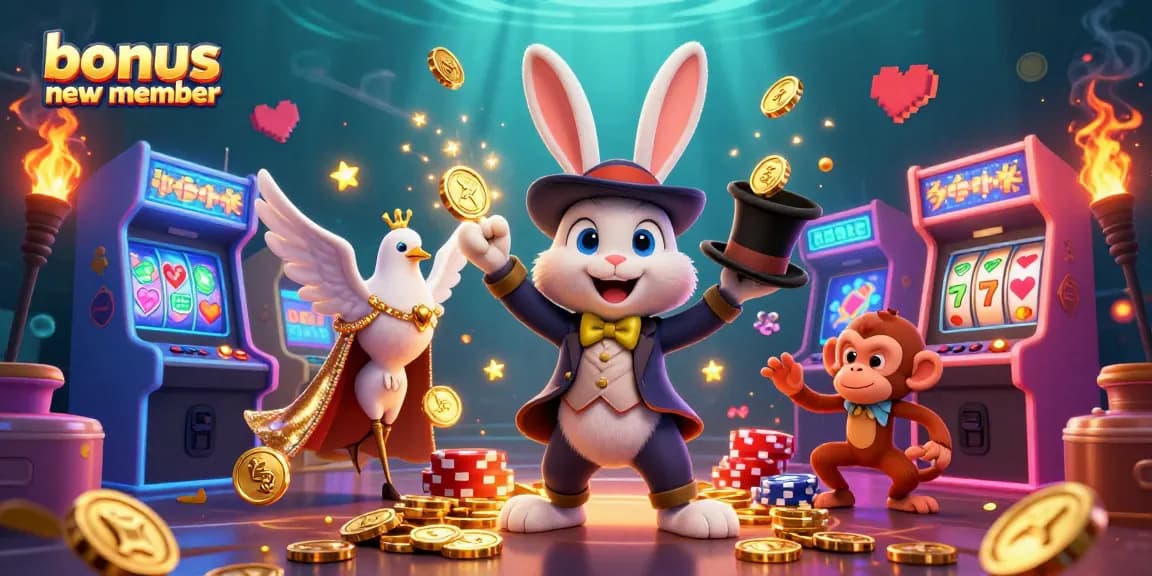 Engage with our bonus new member offers in a dynamic casino atmosphere with magical characters.