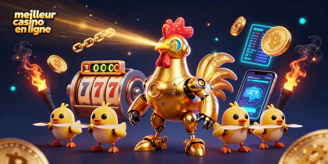 Jouer au meilleur casino en ligne avec des machines à sous dynamiques et un robot doré animé.
