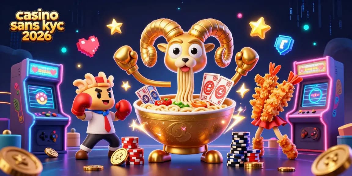 Dans ce casino sans KYC 2026, jouez avec un ramen géant et des personnages amusants qui animent l'expérience.