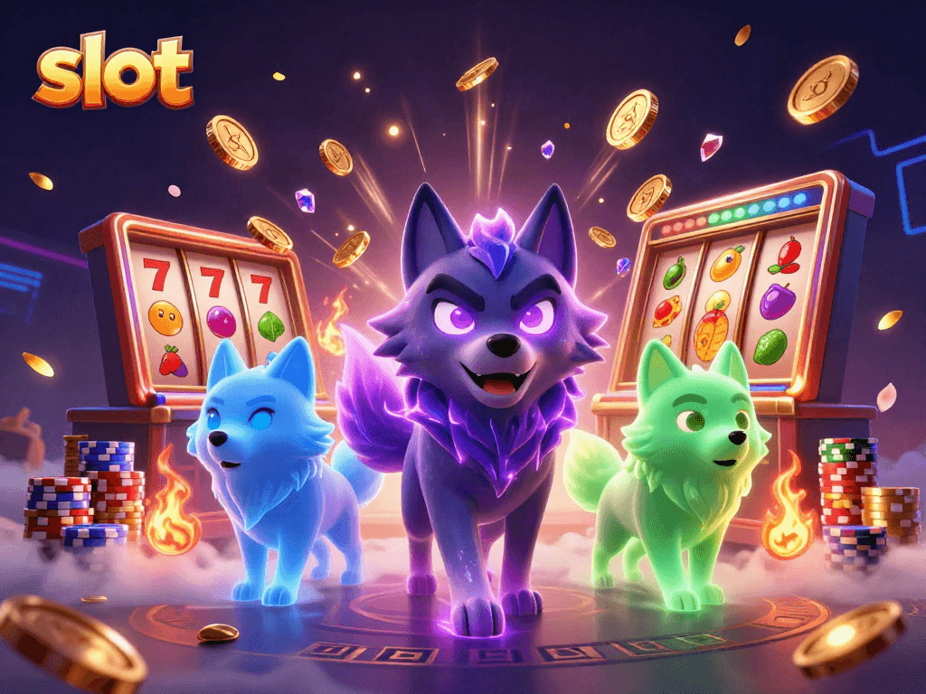 Experience the thrill of slot gameplay with vibrant characters and dynamic elements in this captivating scene.