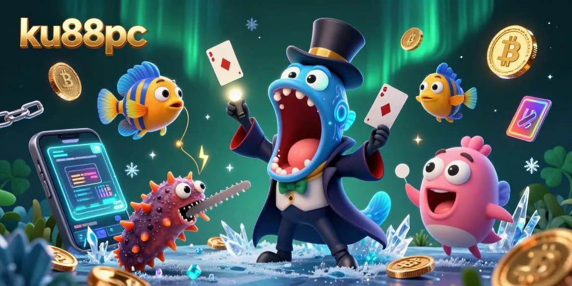 Experience ku88pc magic with whimsical underwater casino characters performing tricks.