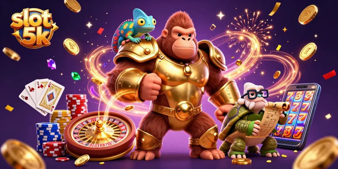 Spin the slot 5k reels with powerful characters in a vibrant casino scene full of excitement