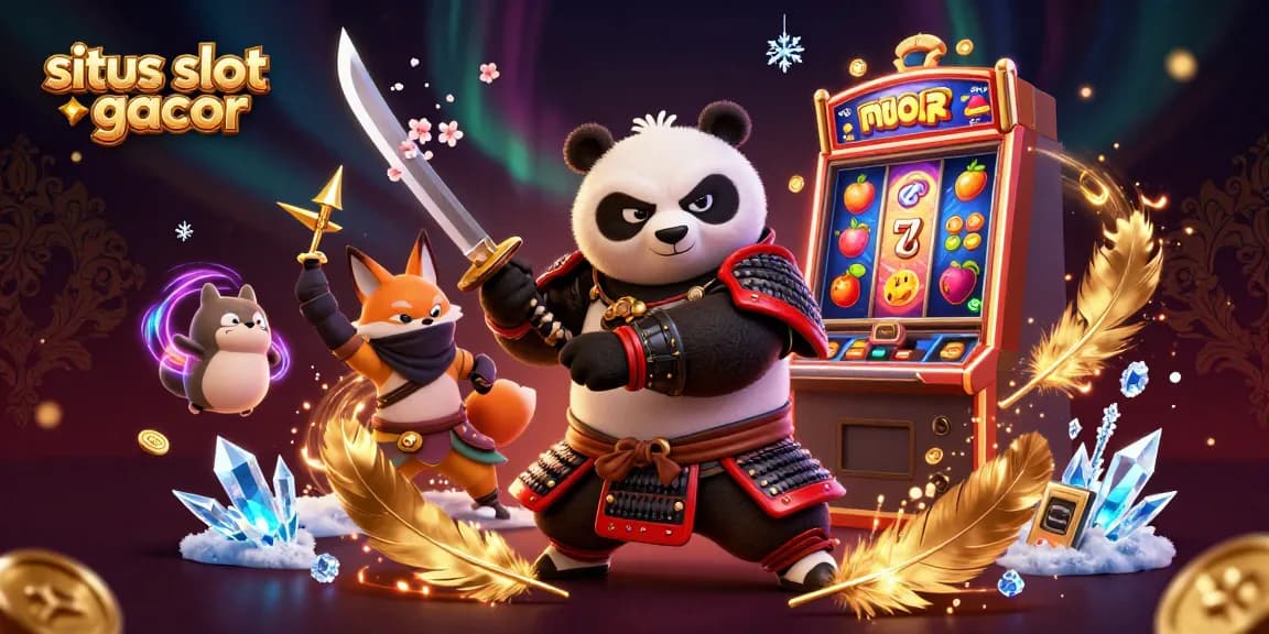 Experience big wins with situs slot gacor amidst dynamic casino action featuring samurai and magic.