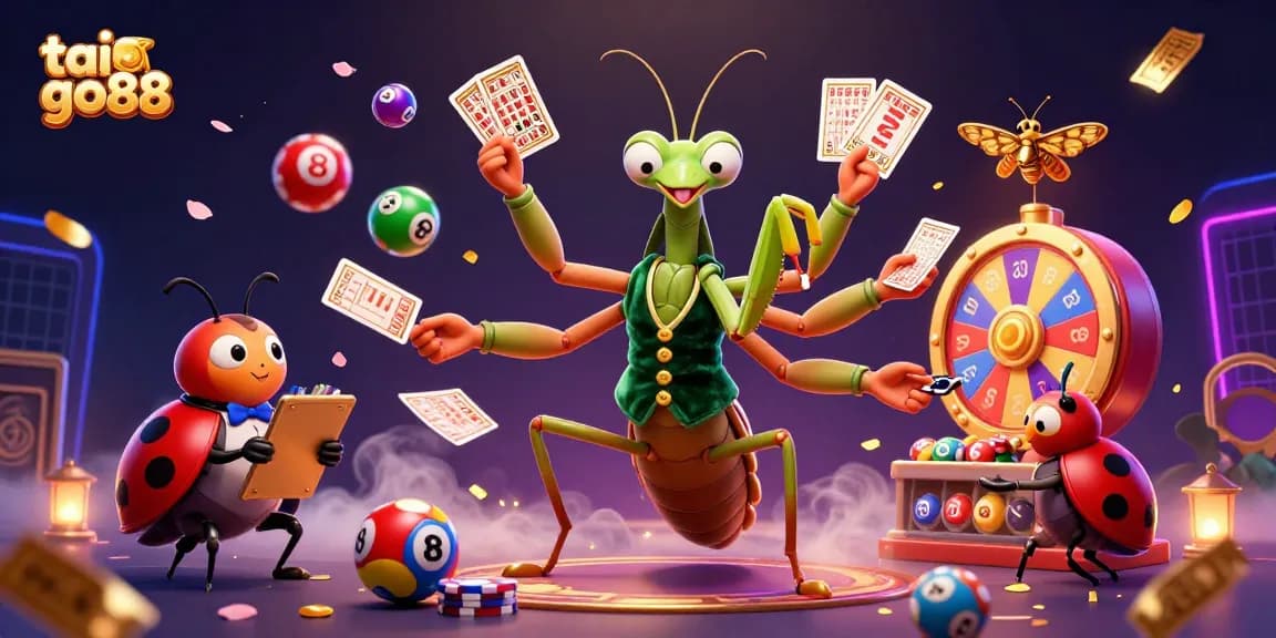 Engage with tai go88 in a vibrant casino scene filled with colorful lottery elements.