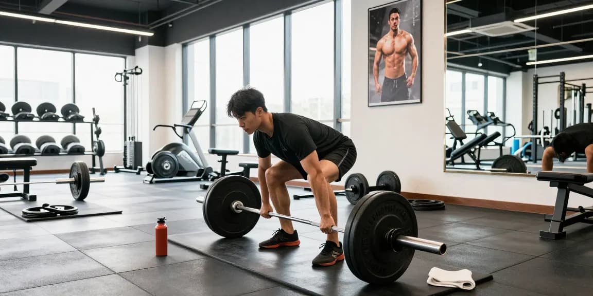 Beligas Shop - Fitness enthusiast lifting weights in a bright gym.