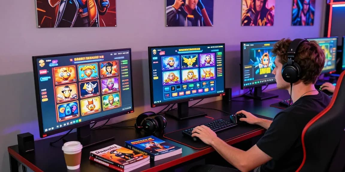 Exciting gaming setup displaying info slot gameplay and strategies, vibrant screen visuals.