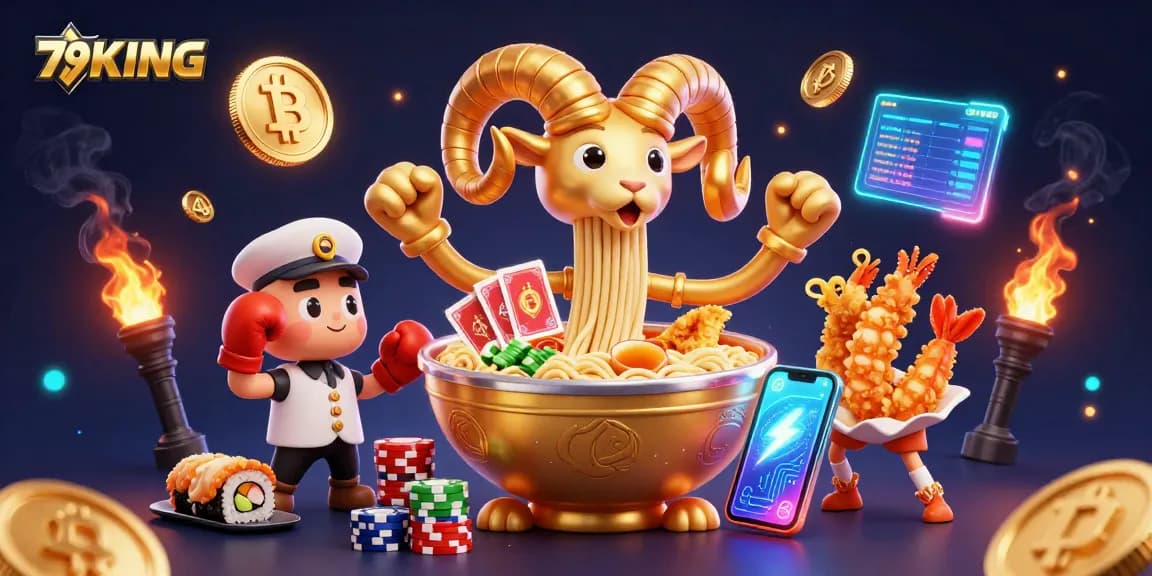 Experience thrilling games at 79KING with vibrant casino characters and glowing crypto effects.
