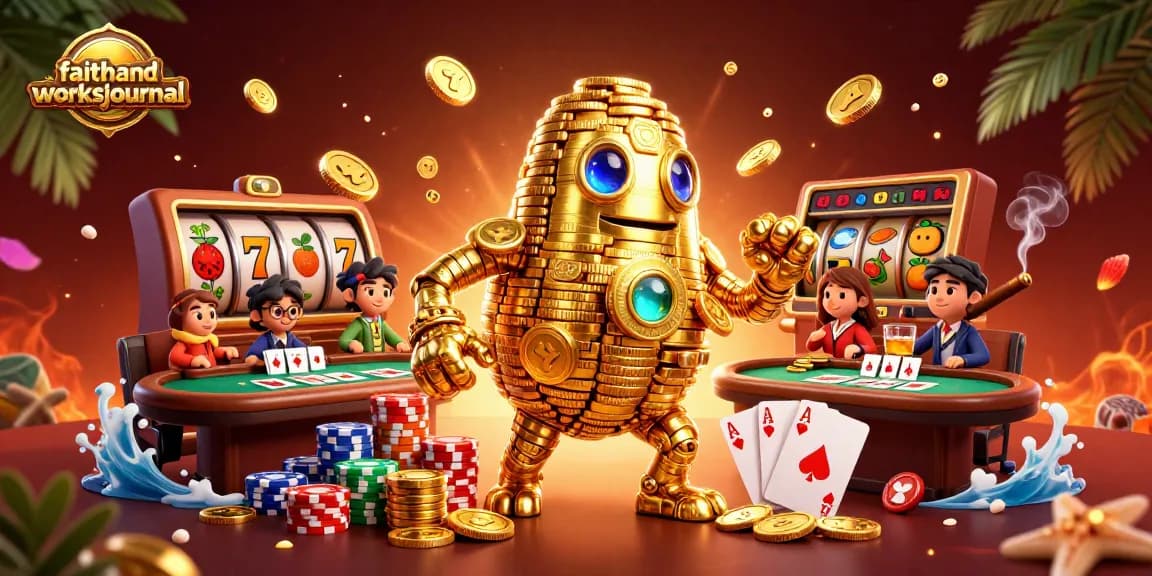 Menangkan permainan slot di faithandworksjournal dengan golem emas dan simbol slot yang menarik.