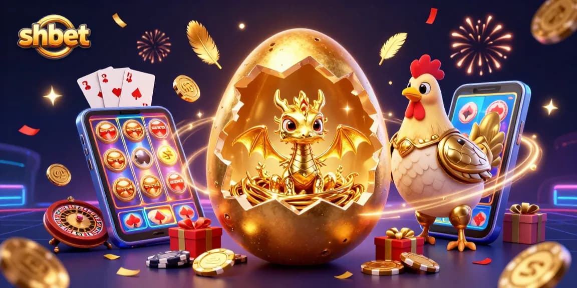 Experience shbet magic with a golden dragon revealing poker chips in a vibrant casino celebration.