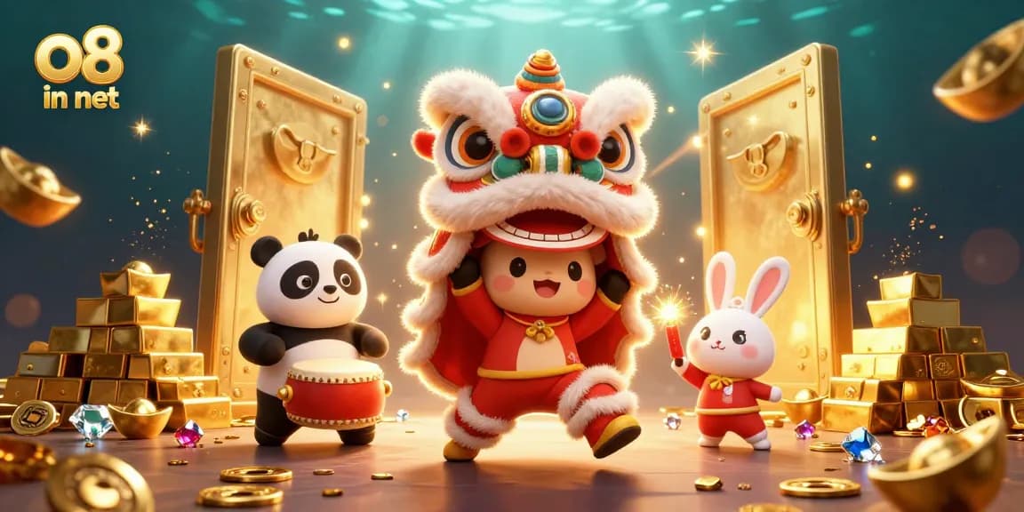 Experience the excitement of o8 in net with a vibrant casino-themed 3D illustration, showcasing dynamic characters.