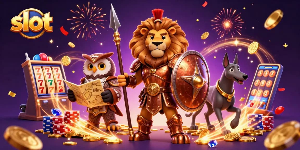 Putaran slot dengan simbol keberuntungan dan suasana kasino yang meriah.