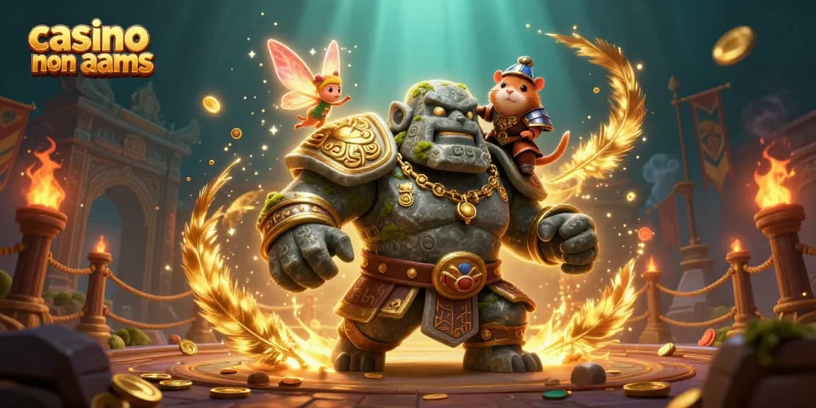 Giocare nei casino non AAMS con un golem guardiano e un cavaliere criceto in un'atmosfera magica.