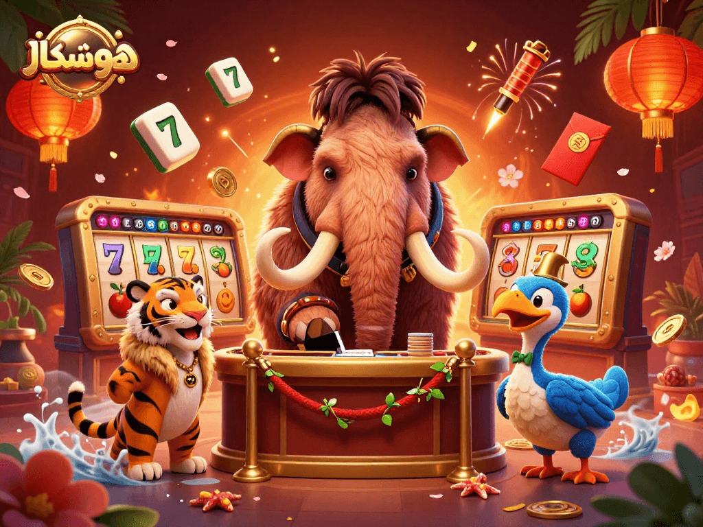 Engage in thrilling gameplay at هوشمندکار with a vibrant casino scene featuring exciting slot games and vibrant characters.