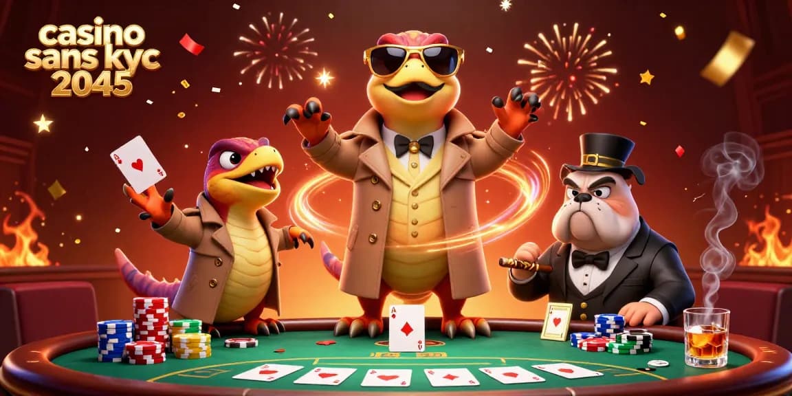Les raptors dans un trench coat tentent d'entrer dans un casino sans KYC 2045 avec style.