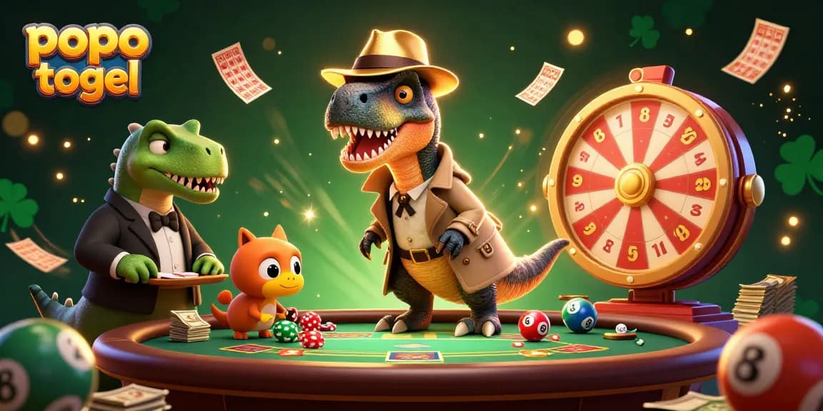 Experience thrilling popo togel gameplay with dynamic characters and excitement at a casino table.