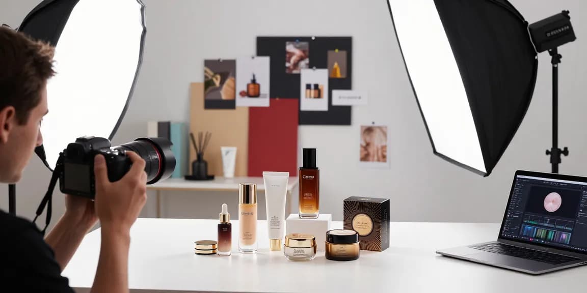 Fotografia prodotti Milano: fotografo professionista cattura cosmetici in studio.
