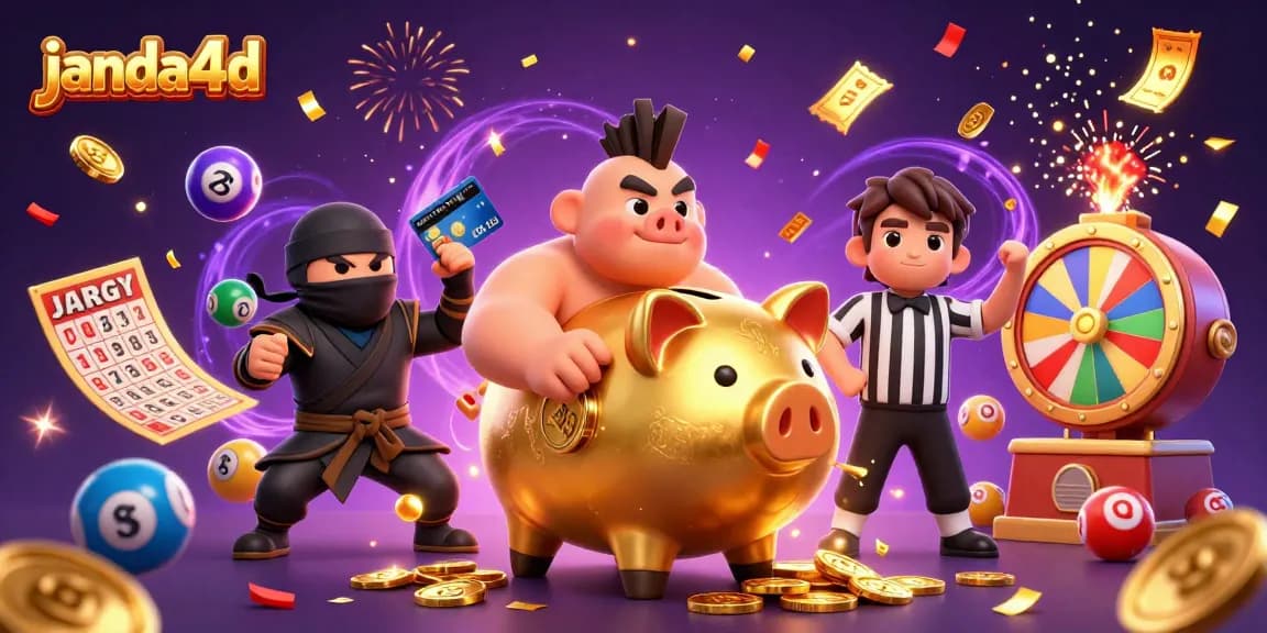 Bermain di janda4d dengan suasana kasino yang menggemparkan saat karakter lucu beraksi, dikelilingi oleh bola lotere berwarna-warni.