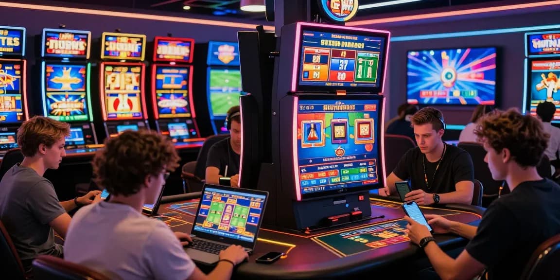 Players enjoying pasaran togel games on digital devices in a vibrant online betting environment.