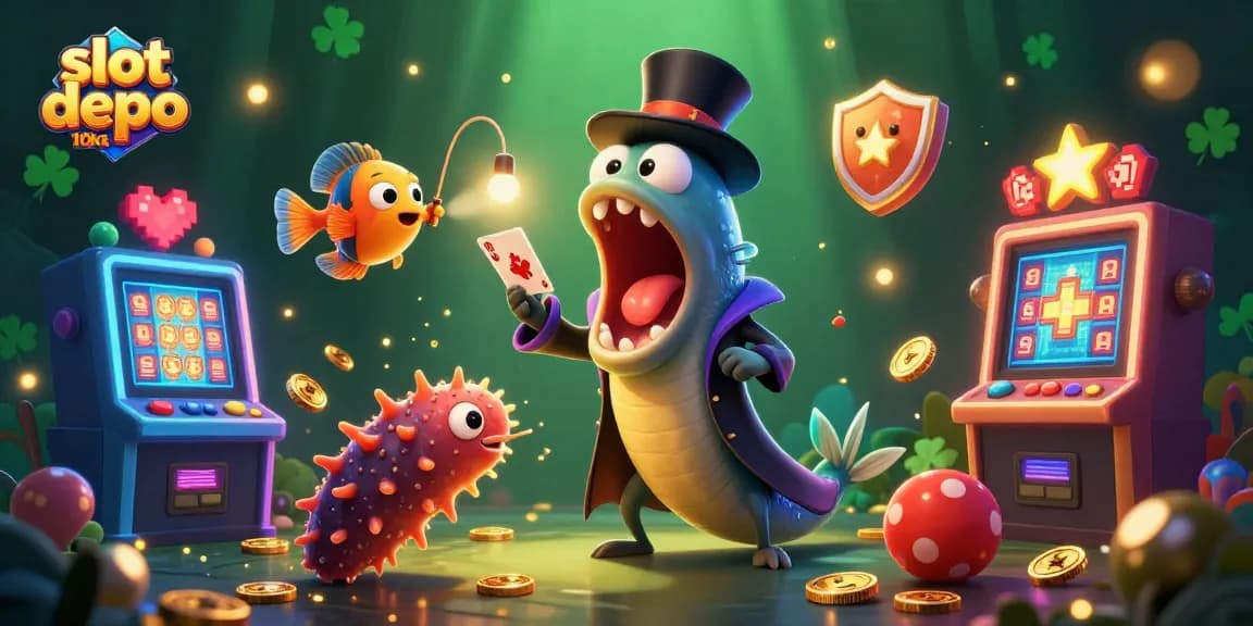 Engage with slot depo 10k qris by experiencing a whimsical scene with magical casino elements.