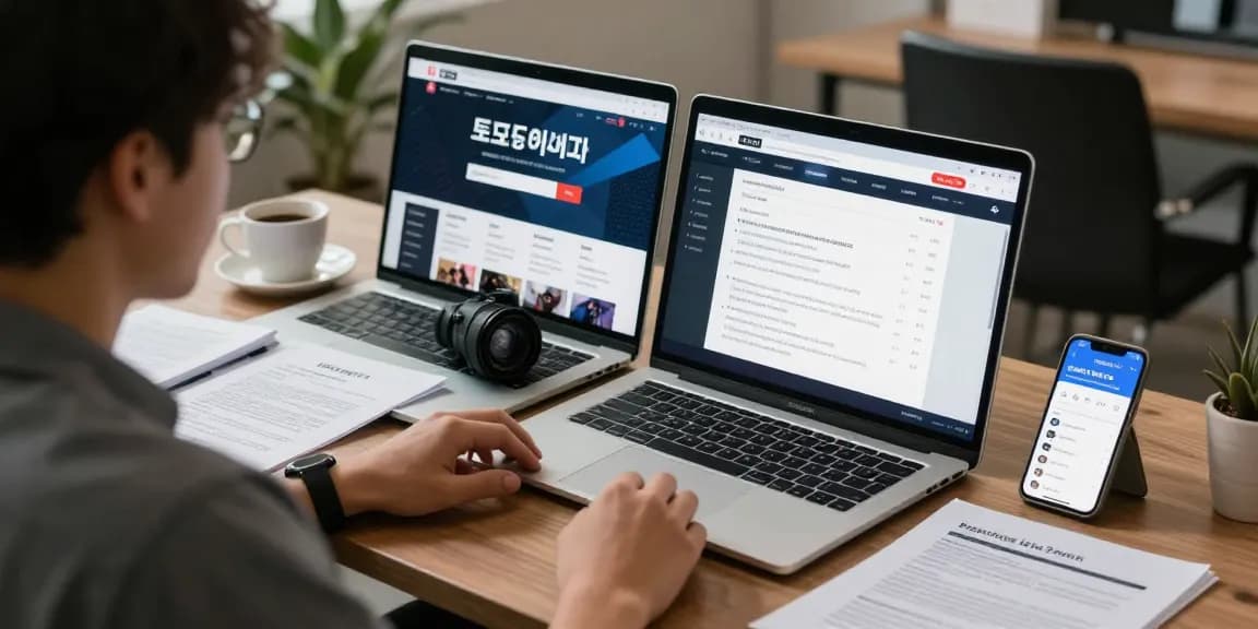 Exploring надежные 토토사이트 options with user engaging in online betting activities at a modern workspace.