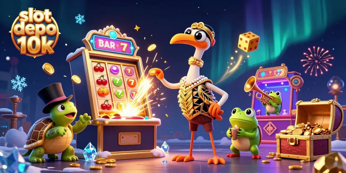 Experience thrilling gameplay at slot depo 10k with colorful coins and jackpot animations.