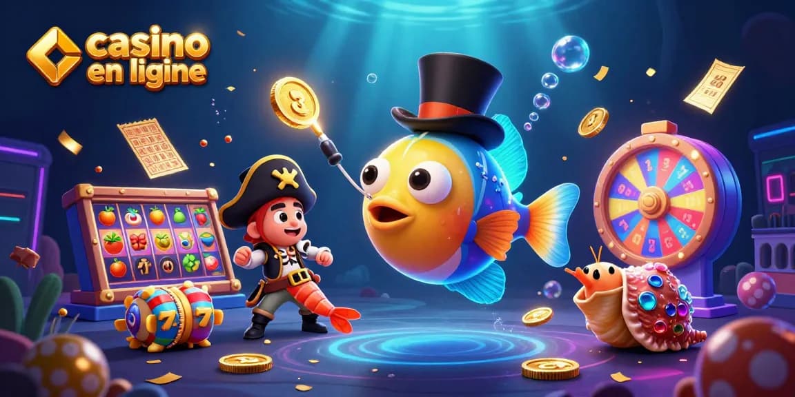 Attirez des pièces d'or en jouant au casino en ligne avec un poisson-lanterne dans un décor animé.