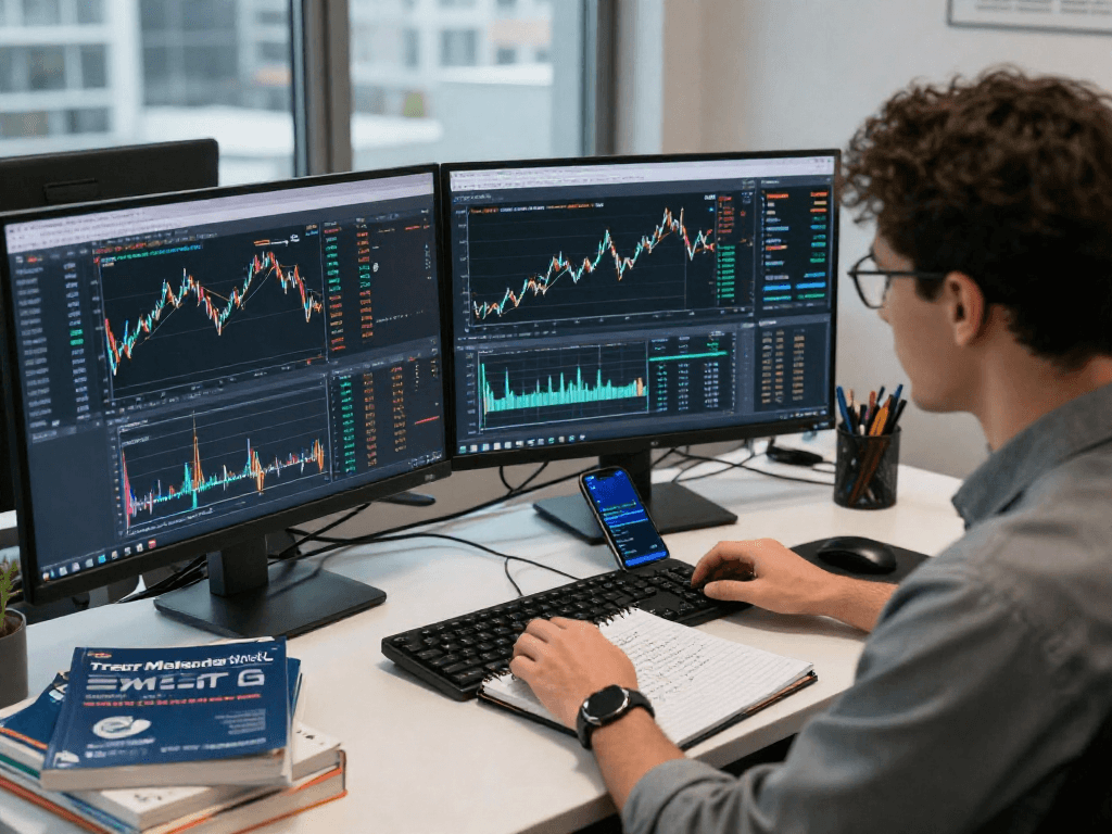 使用metatrader 5进行金融交易分析的专业交易员，配备先进的市场走势图和交易工具。
