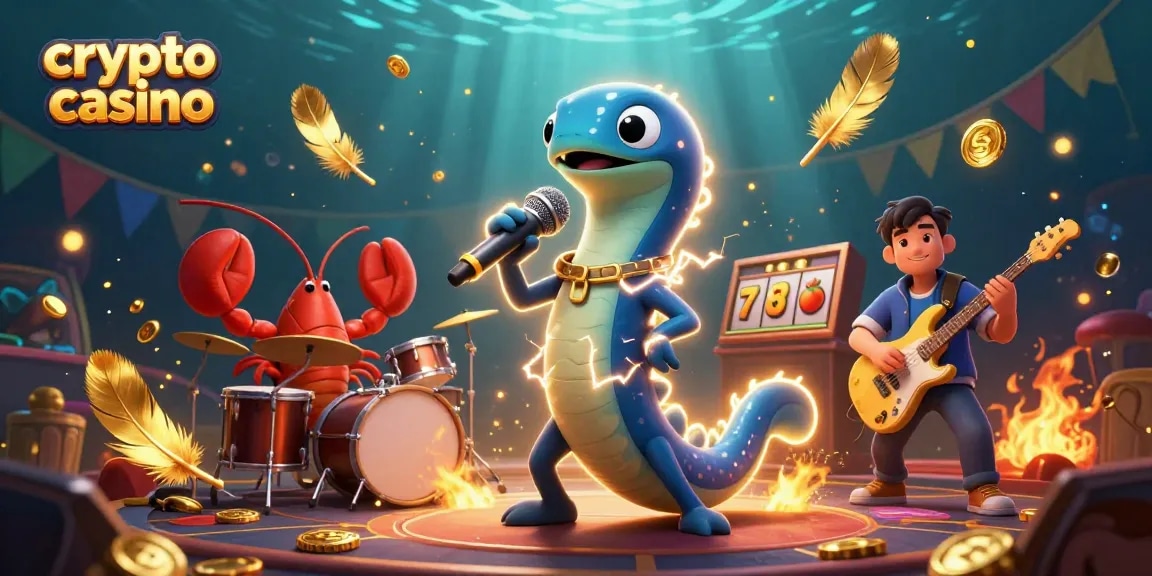 Immergez-vous dans un crypto casino captivant avec des personnages animés jouant sous l'eau.