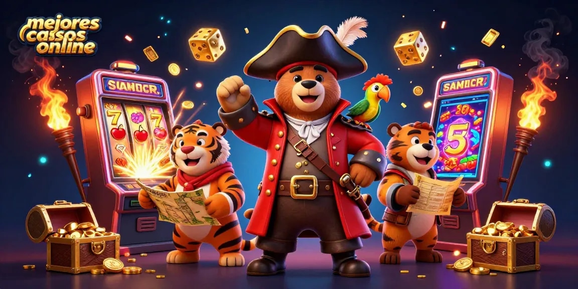 Sumérgete en la emoción de los mejores casinos online con un oso pirata y su tripulación, ¡listos para ganar!