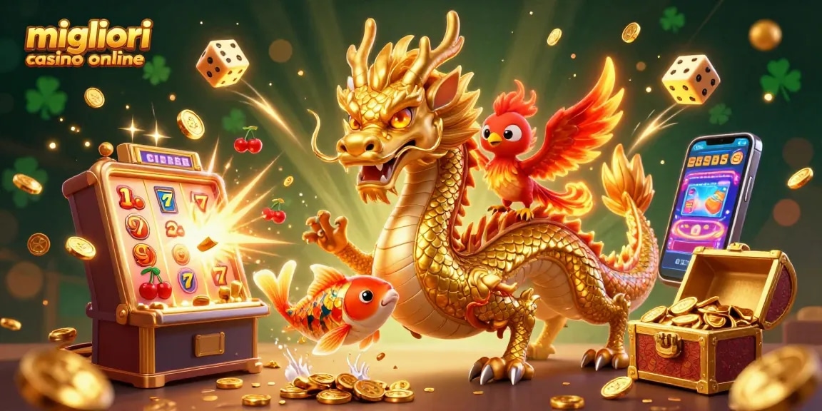 Vivi l'emozione nei migliori casino online con una scena epica di drago e fenice.