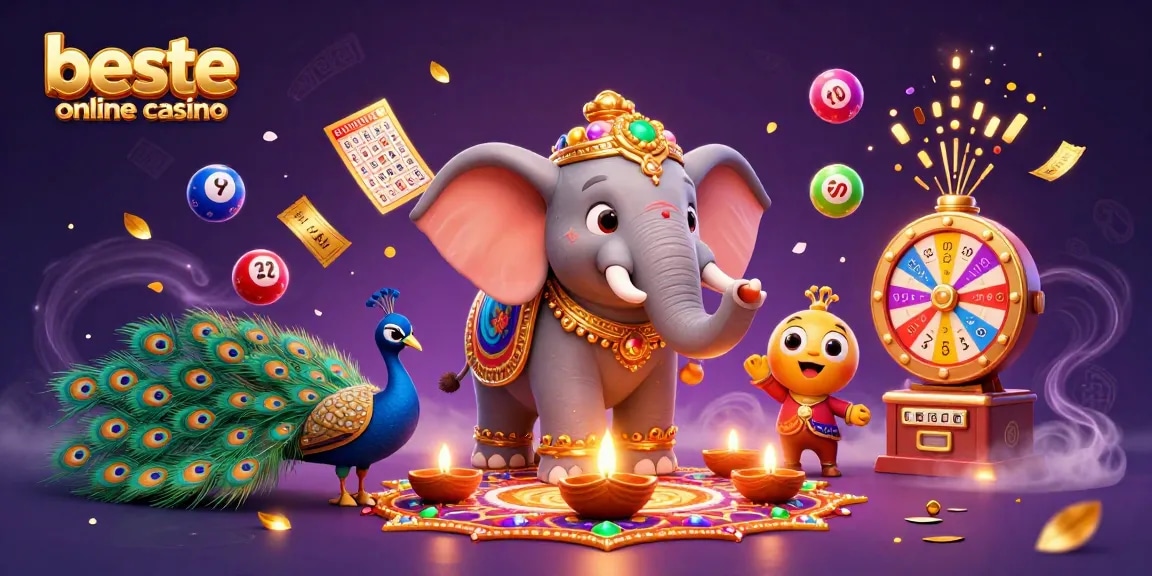 Engage in excitement at beste online casino with festive Diwali-themed characters, colorful games, and vibrant energy.