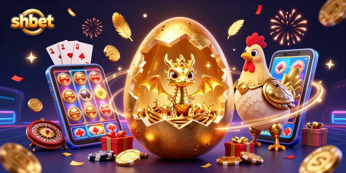 Experience shbet magic with a golden dragon revealing poker chips in a vibrant casino celebration.