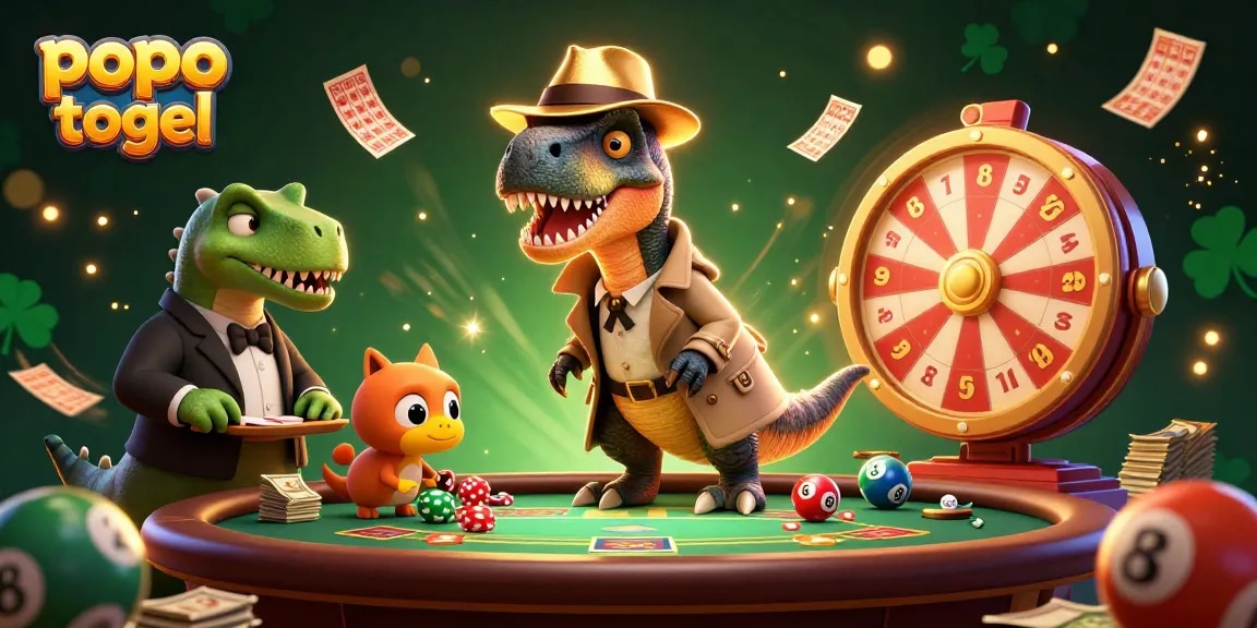 Experience thrilling popo togel gameplay with dynamic characters and excitement at a casino table.