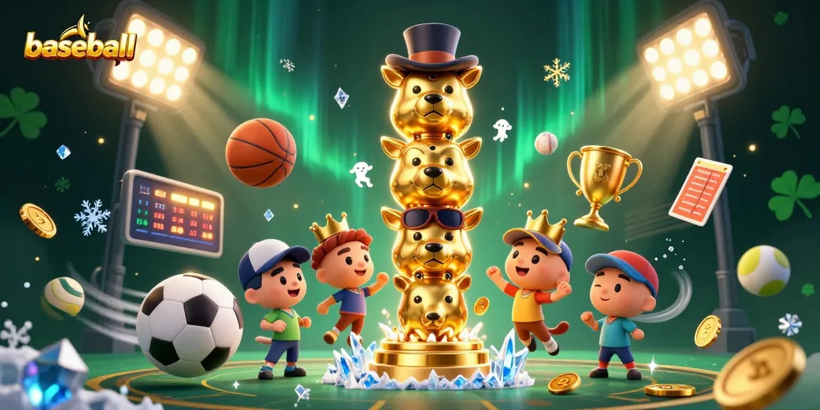 Bet on baseball with a dynamic scene of animated sports balls and casino elements.