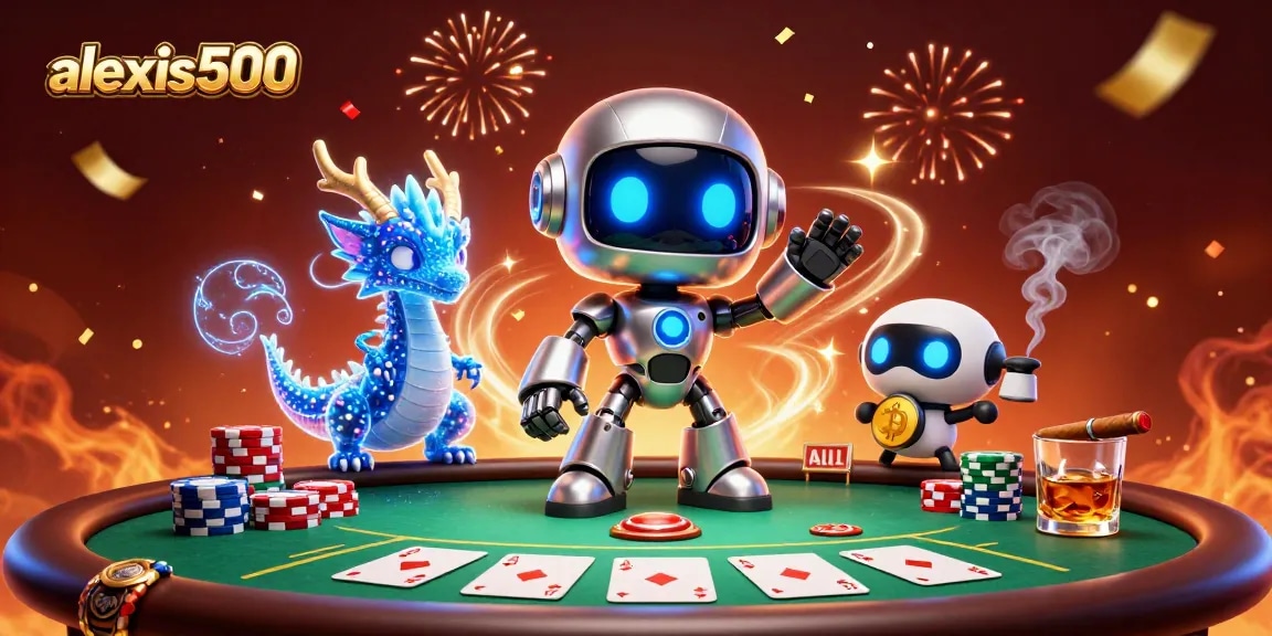 Engage with alexis500's thrilling poker scene showcasing a vibrant 3D cyberpunk theme.