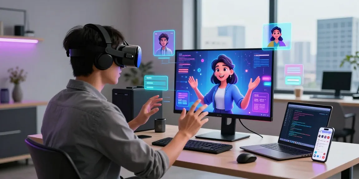 Engaging crushon ia experience in a modern VR chat setup with vibrant AI characters.