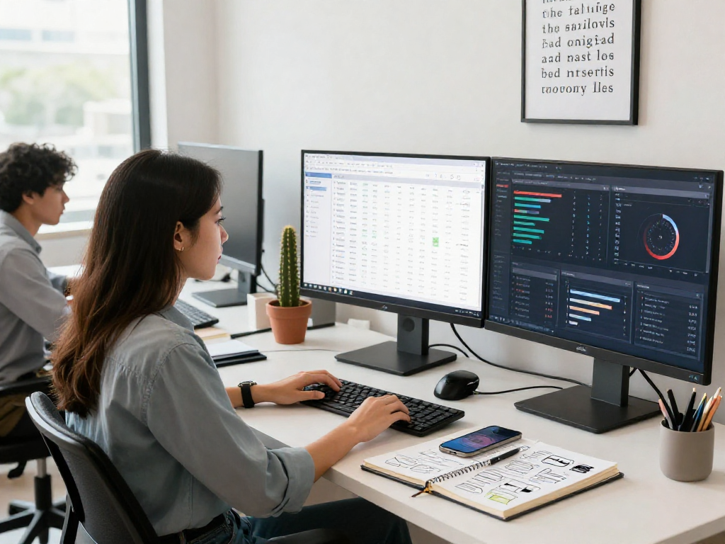 Digital marketing workspace featuring ai gf analytics and collaboration.