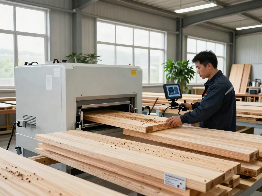 SHASHEL® microwave equipment eliminating wood-boring insects in a clean industrial setting, highlighting eco-friendly wood treatment.