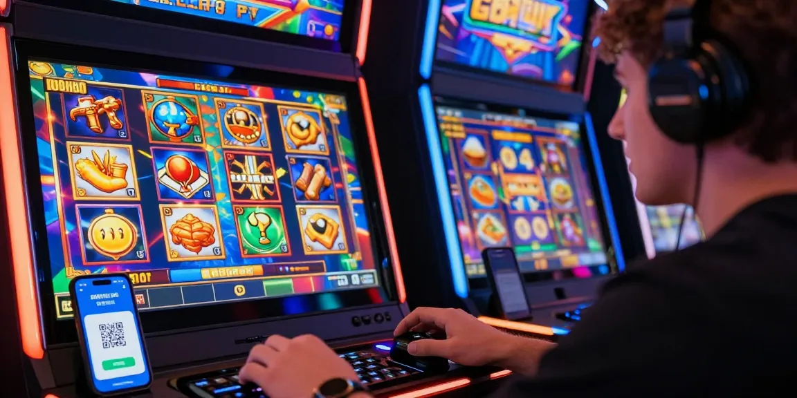 Enjoying slot qris gaming with vibrant graphics and QRIS payment on smartphone