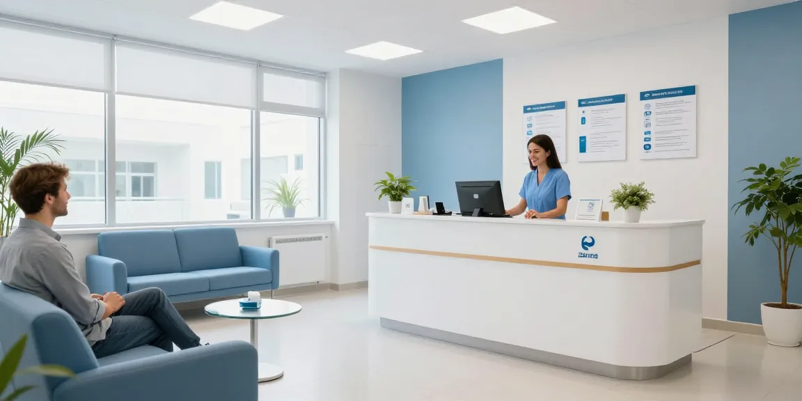 Hair transplant turkey services in a welcoming healthcare clinic environment, featuring friendly staff and modern medical facilities.