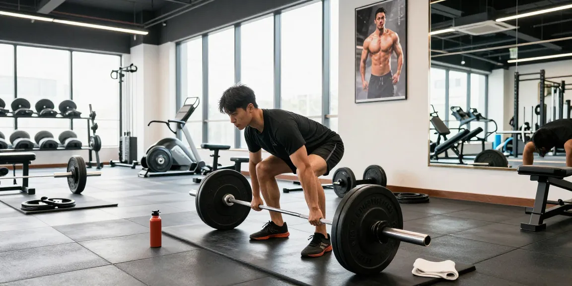 Beligas Shop - Fitness enthusiast lifting weights in a bright gym.
