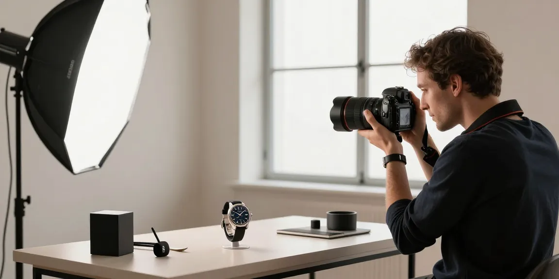 Photographe professionnel mettant en valeur des produits haut de gamme avec une photographie de produits à Milan, éclairage studio et équipement moderne.