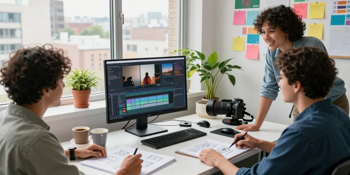 Seedance 2.0 creators collaborating on video production in a bright workspace.