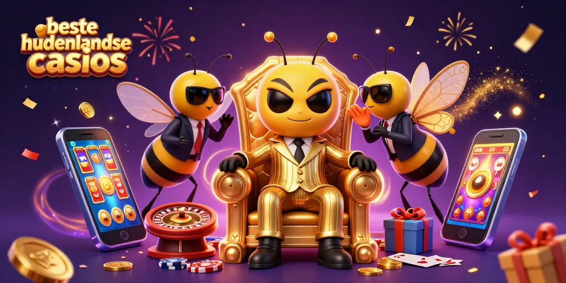 Experience thrilling action at beste buitenlandse casinos with a vibrant casino scene featuring buzzing characters and dynamic gaming elements.