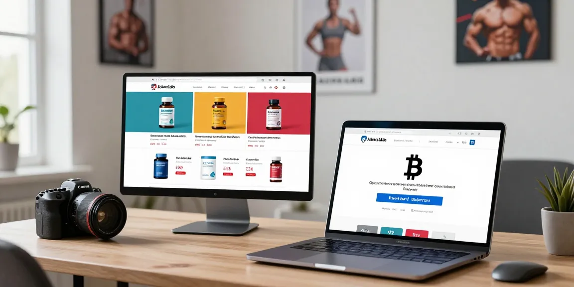Customer exploring Astera Shop's various lab-tested steroids with a modern e-commerce interface.