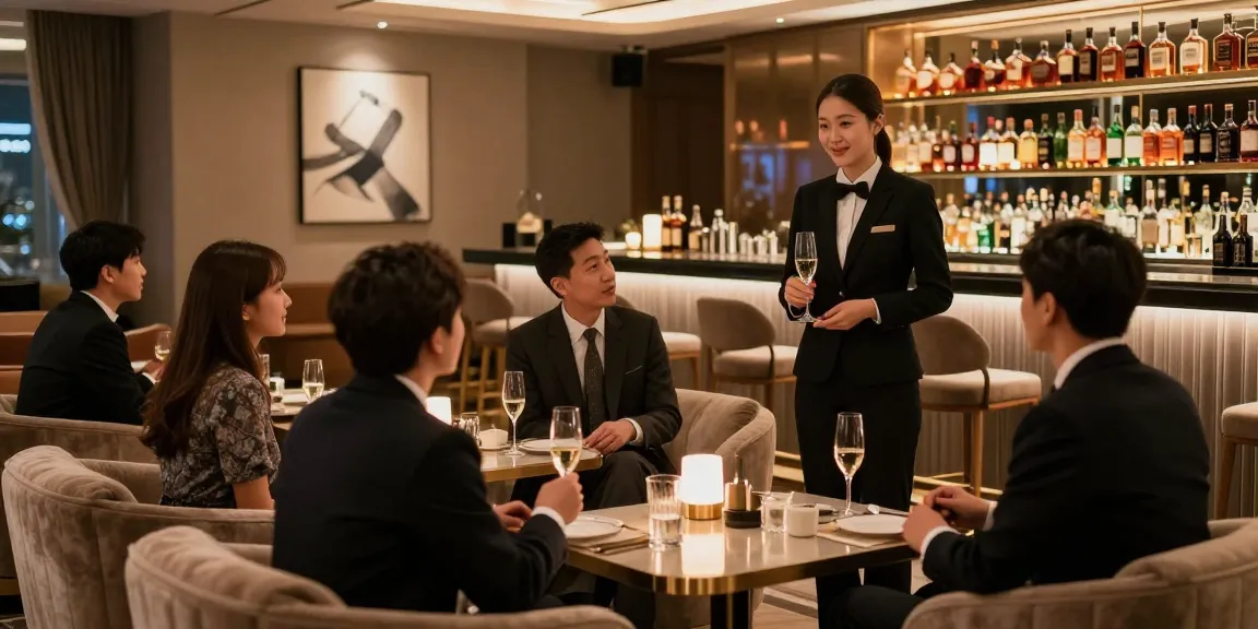 강남블랜딩쩜오에서 고급스러운 분위기 속에서 손님들이 여유로운 시간을 보내는 모습