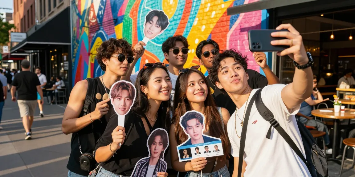 Friends exploring celebrity look alike app in vibrant urban setting, discovering celebrities that look alike.