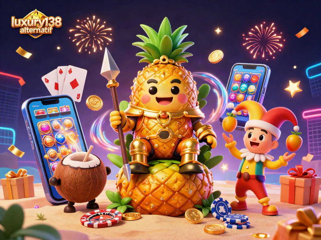 Menangkan permainan di kasino dengan luxury138 alternatif dengan raja nanas emas dan jester mangga.