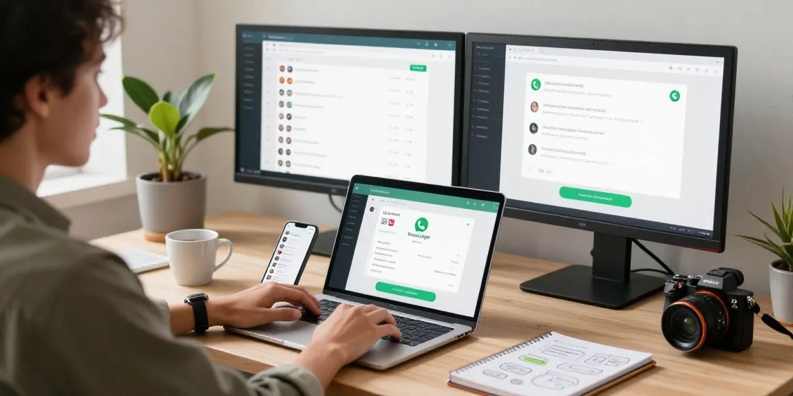 User engaging with WhatsApp網頁版 on a modern laptop, showcasing a productive workspace.